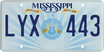 MS license plate LYX443
