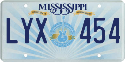 MS license plate LYX454