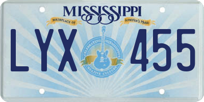 MS license plate LYX455