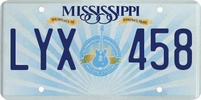 MS license plate LYX458