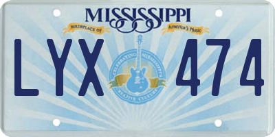 MS license plate LYX474