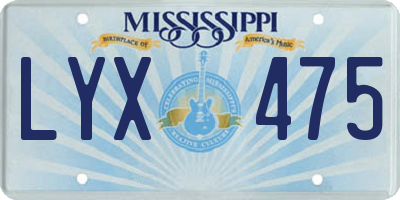 MS license plate LYX475