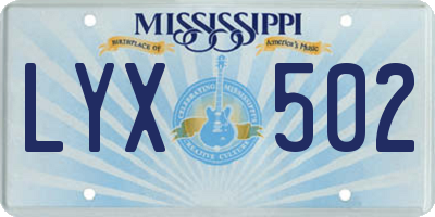 MS license plate LYX502