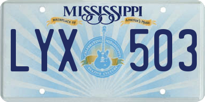 MS license plate LYX503