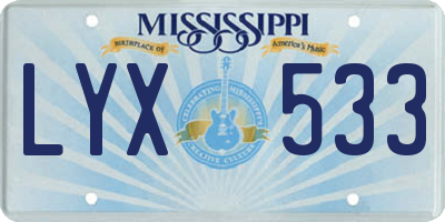 MS license plate LYX533