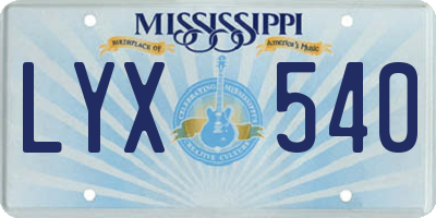 MS license plate LYX540