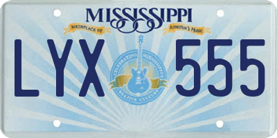 MS license plate LYX555