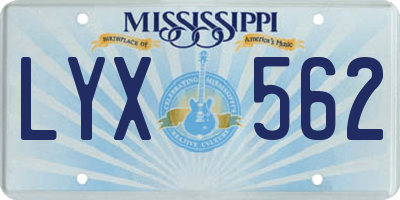 MS license plate LYX562