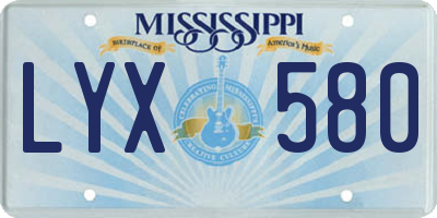 MS license plate LYX580
