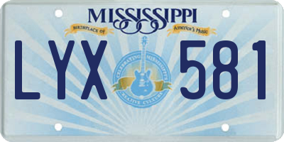MS license plate LYX581