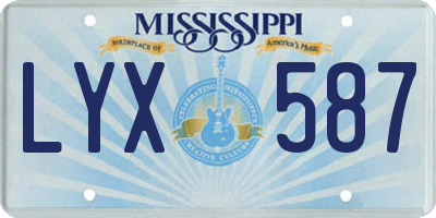 MS license plate LYX587