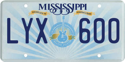 MS license plate LYX600