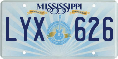 MS license plate LYX626