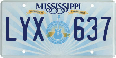 MS license plate LYX637