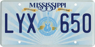 MS license plate LYX650