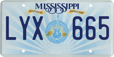 MS license plate LYX665