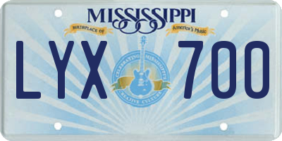 MS license plate LYX700