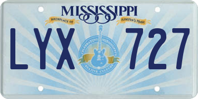 MS license plate LYX727