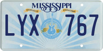 MS license plate LYX767