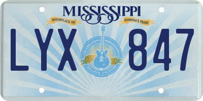 MS license plate LYX847