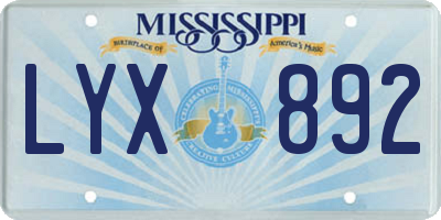 MS license plate LYX892