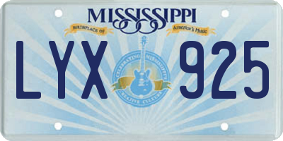 MS license plate LYX925