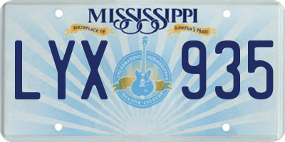 MS license plate LYX935