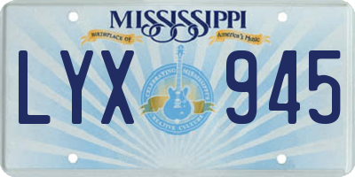 MS license plate LYX945