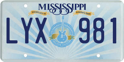 MS license plate LYX981