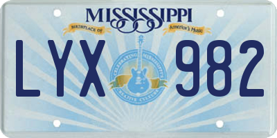 MS license plate LYX982