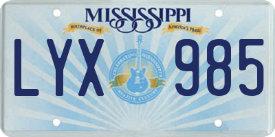 MS license plate LYX985