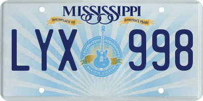MS license plate LYX998