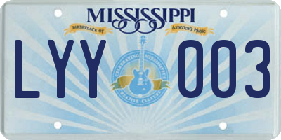 MS license plate LYY003