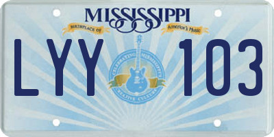 MS license plate LYY103