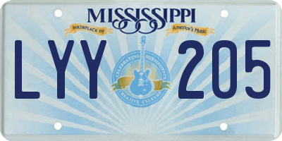 MS license plate LYY205