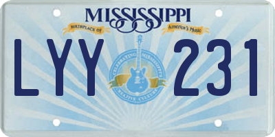 MS license plate LYY231