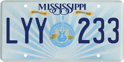 MS license plate LYY233