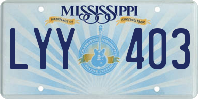 MS license plate LYY403