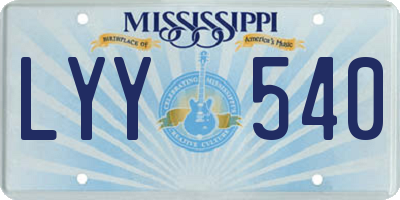MS license plate LYY540