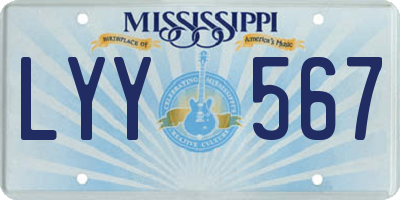 MS license plate LYY567