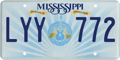 MS license plate LYY772