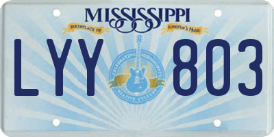 MS license plate LYY803
