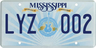 MS license plate LYZ002