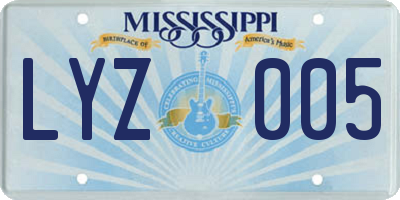MS license plate LYZ005