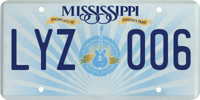 MS license plate LYZ006