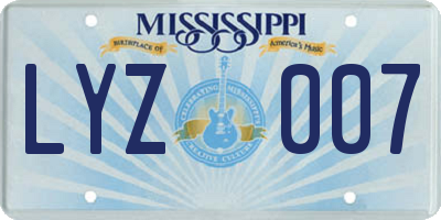 MS license plate LYZ007