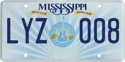 MS license plate LYZ008