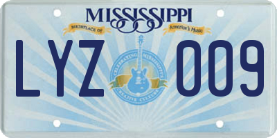 MS license plate LYZ009