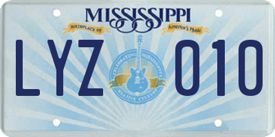 MS license plate LYZ010