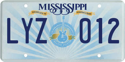 MS license plate LYZ012